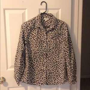 J crew factory leopard print button down large
